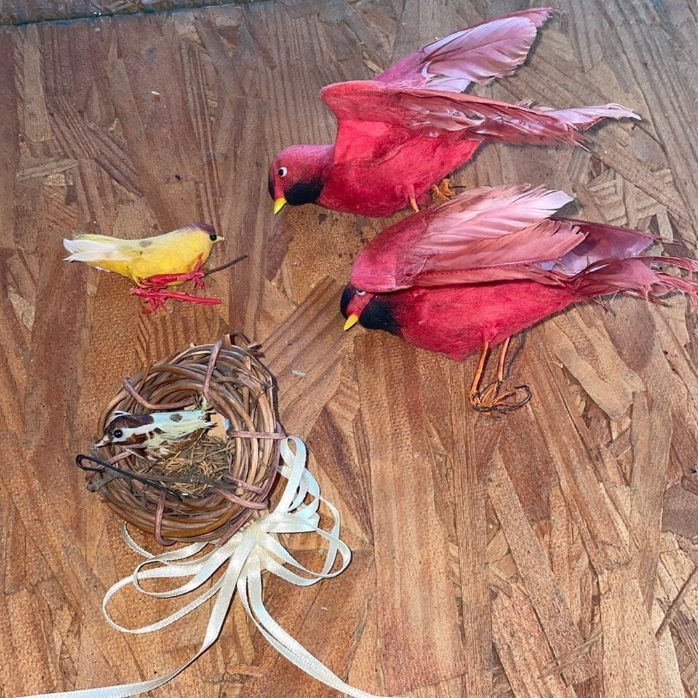 Collection of 4 vintage‎ bird Christmas tree ornaments
